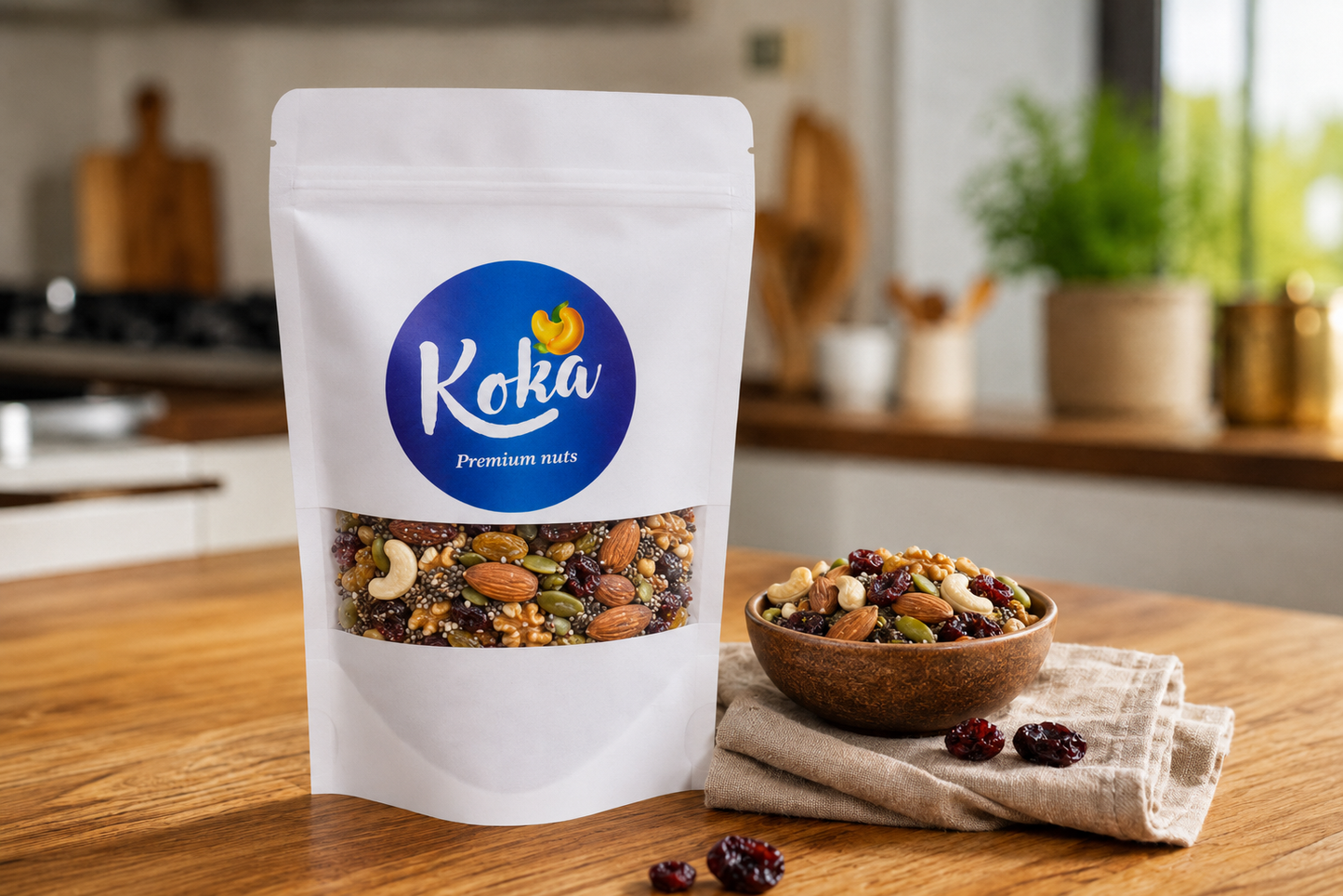 Koka Adventure Trail Mix Nutty Namkeen  (ALL ROASTED Salted Cashew, Salted Almonds, Protein Pulses, Pumpkin Seeds, Raisins)